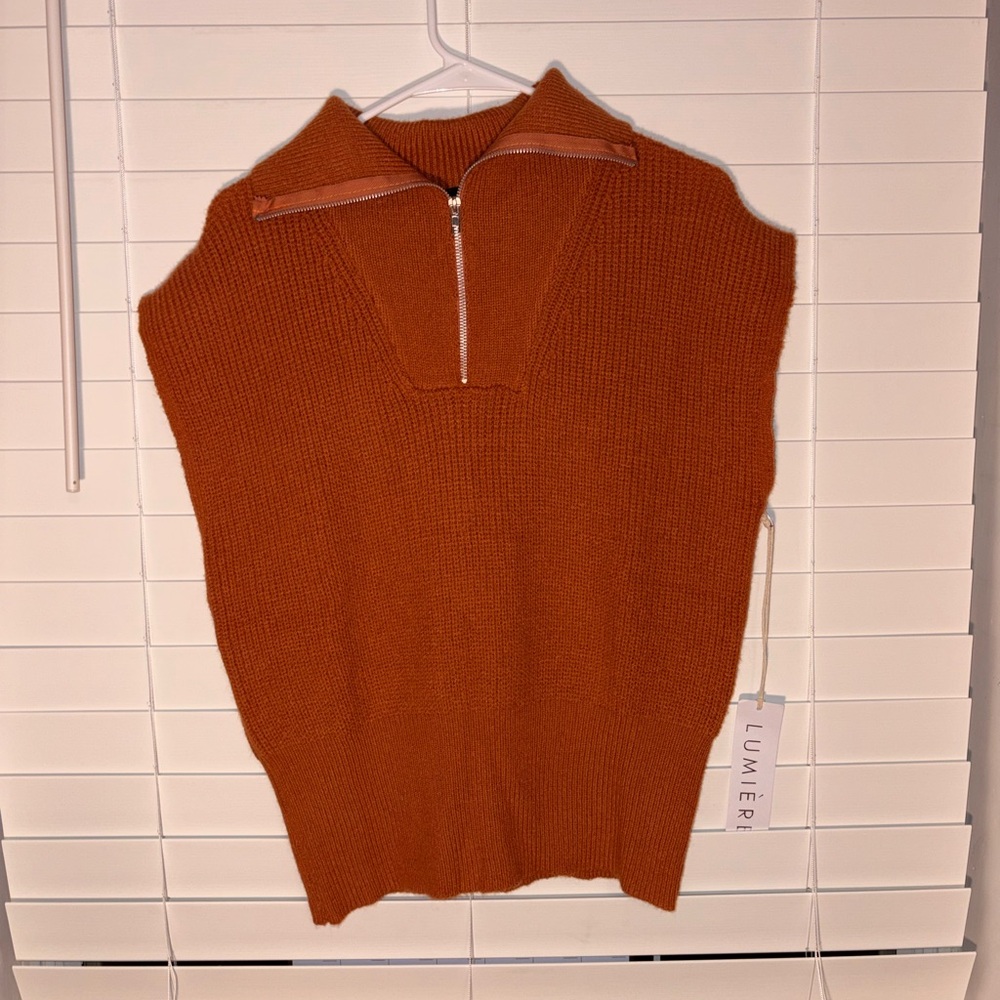 Lumiere Women's V-Neck Rust Sweater Vest